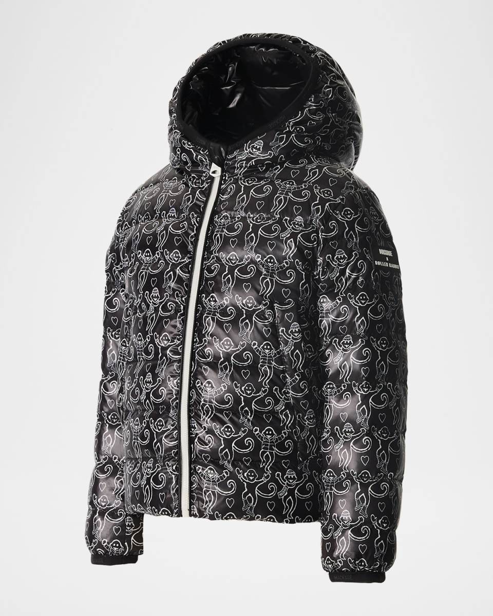 x Roller Rabbit Girl's Reversible Hooded Down Jacket, Size 2-6